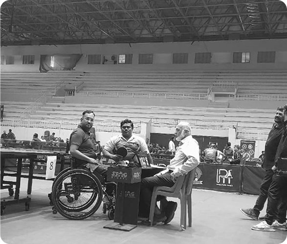 Para table tennis match in progress